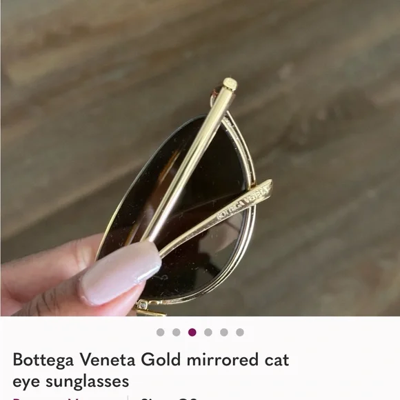 Bottega Veneta Gold Mirrored Sunglasses - Picture 3 of 6